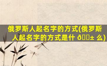 俄罗斯人起名字的方式(俄罗斯人起名字的方式是什 🐱 么)